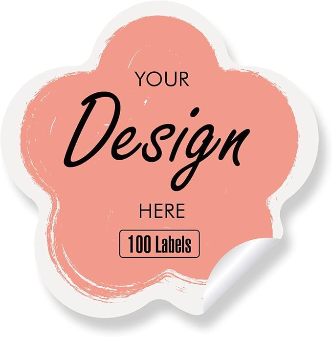 Custom Personalized Labels - Any Design Image Logo Text, Thank You Stickers for Business, 100 Labels (Flower, 5"x5")
