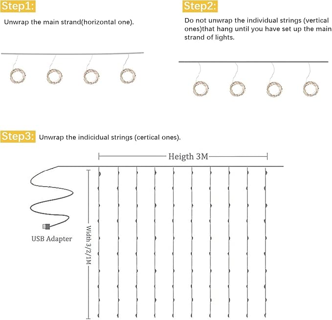 Champagne Backdrop Curtain with Lights String for Parites Wedding 20×8ft Sheer Tulle Backdrop Curtains for Bridal Shower Baby Shower Birthday Party Photo Shoot Background Decorations(4 Panels 5ft×8ft)