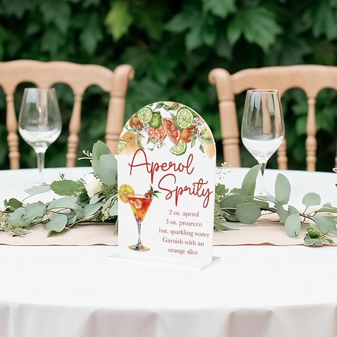 Aperol Spritz Decor Sign for Wedding Acrylic Arch Wedding Bridal Shower Baby Shower Welcome Table Signs for Ceremony and Reception Decor Aperol Spritz Party Decorations Gift 7 x 5 Inches
