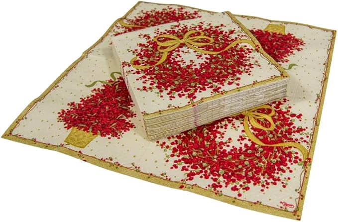 Caspari Pepperberry Paper Cocktail Napkins - Four Packs of 20