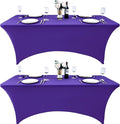 2-Pack 6ft Spandex Table Covers for Rectangle Standard Folding Tables - Wrinkle Resistant Stretch Tablecloths - Ultimate Fitted Table Protector for Parties, Trade Shows, Banquet