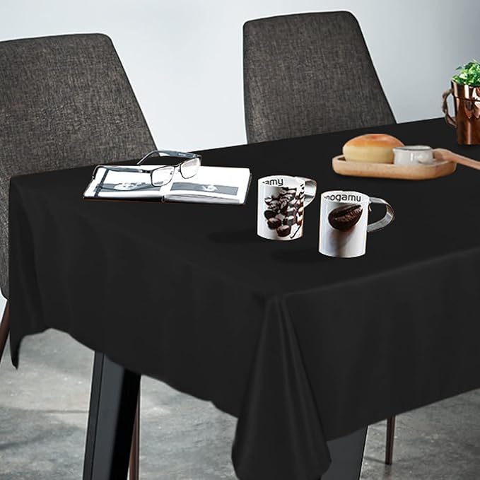 Fitable Rectangle Tablecloth Stain and Wrinkle Resistant Washable Polyester Table Cloth for Buffet Parties and Camping (54x120 inch, Black)