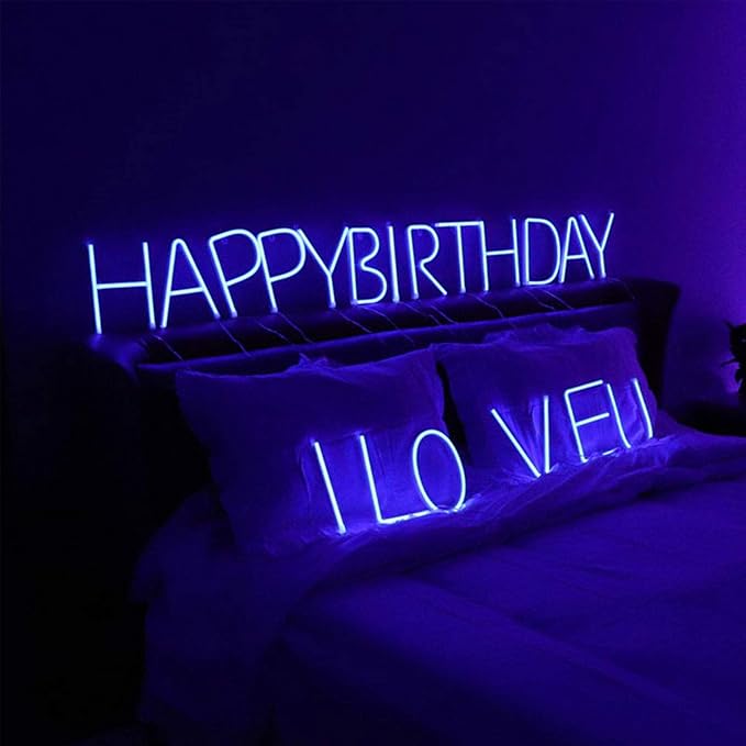 ENUOLI LED Blue Neon Letter Signs Night Light Battery or USB Operated LED Marquee Letters Neon Art Decorative Lights Wall Decor for Children Baby Room Christmas Wedding Party Decoration(J)