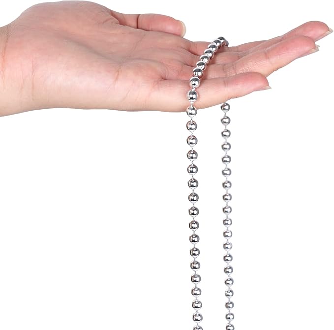 Faux Silver Pearl Beads Garland - 6mm Christmas Tree Beads 22 Yards Spool Pearl String Roll for Wedding Party Christmas Tree Decoration