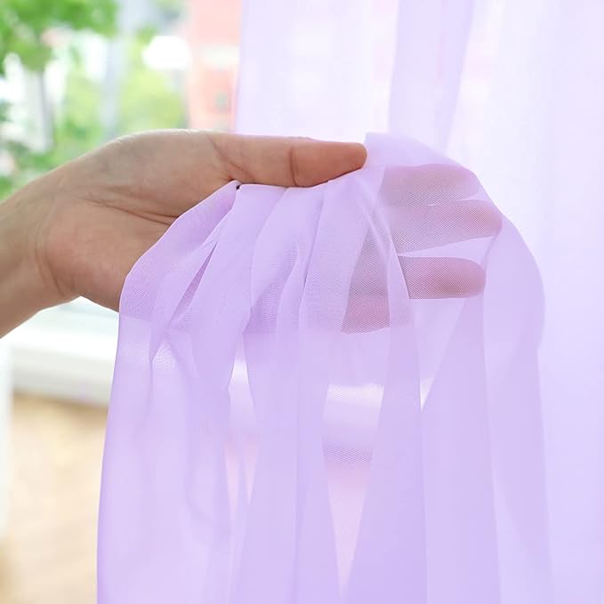 Window Purple Sheer Curtains 60 Inches Width 45 Inches Long 2 Panels Sheer Curtain Clear Curtains Basic Rod Pocket Panel for Home Living Room Bedroom Kids Room Yard Patio Parlor Sliding