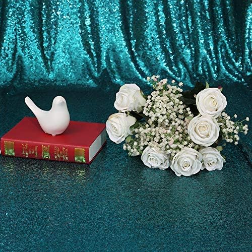 Eternal Beauty Teal Sequin Backdrop, 6x8 Ft Glitter Background Curtains for Shimmer Photography Party Wedding Birthday Back Drop Decor