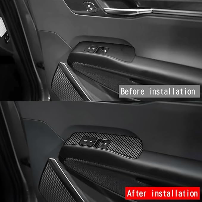 4pcs Carbon Fiber Style Front Rear Doors Window Glass Lift Switch Panel Cover Decorative Sticker Protection Car Interior Accessories for 2023-2025 KIA EV9 KT15