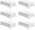Fitable Faux Linen White Tablecloths for 8 Foot Rectangle Tables - 60 x 120 Inch - 6 Pack Fabric Textured Folding Table Clothes Faux Burlap Table Covers for Wedding, Party, Banquet, Birthday