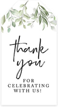 Andaz Press 100-Pack Thank You for Celebrating with Us Favor Tags Greenery Leaves Cardstock Gift Tags with Bakers Twine for Wedding Baby Shower Bridal Shower Birthday Party Favors 2 x 3.75-Inches