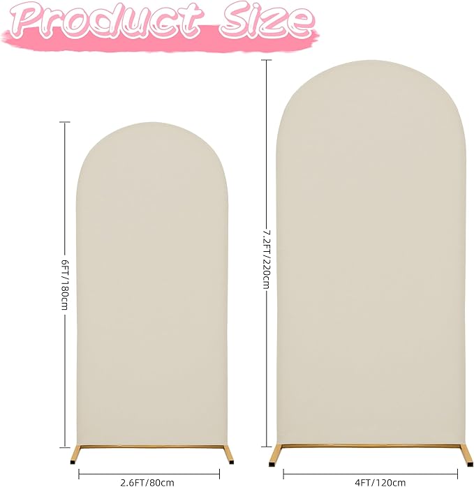 7.2FT Wedding Arch Covers Arch Backdrop Cover Arch Stand Covers Set Arch Cover Spandex Fabric Stretchy Backdrop for Wedding Birthday Party Decoration Baby Shower (Off-White)