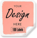 Custom Stickers - Personalized Labels with Heart Design, 100 Pink Square Stickers (Waterproof, Outdoor Use)