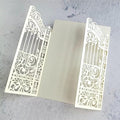MillaSaw Pearl Ivory Laser Cut Wedding Invitation Card Fence Design For Wedding Engagement Birthday Party 25 Sets (IVORY PEARL PAPER, 4.9"x7.1")