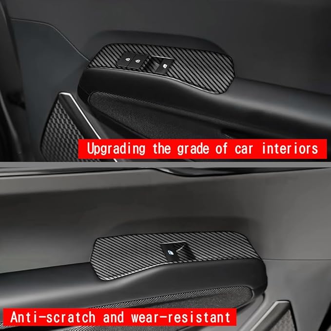 4pcs Carbon Fiber Style Front Rear Doors Window Glass Lift Switch Panel Cover Decorative Sticker Protection Car Interior Accessories for 2023-2025 KIA EV9 KT15
