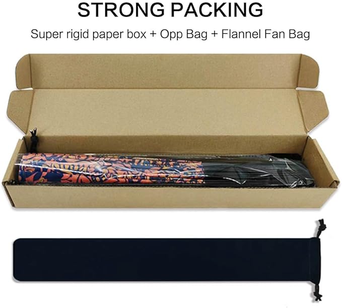 UV Glow Rave Fan, Bamboo Folding Clack Hand Fans Foldable for Men Women, Boots on the Ground Poping Fan for EDM Festival Line Dance Decoration, (Waves-2, Large 13")