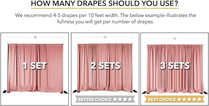 AK TRADING CO. 10 feet Wide x 12 feet Long IFR Polyester Backdrop Drapes Curtains Panels with Rod Pockets - Wedding Ceremony Party Home Window Decorations - Silver
