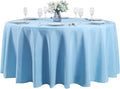 108 inch Round Tablecloth Washable Polyester Table Cloth Decorative Table Cover for Wedding Party Dining Banquet（108 inch,Blue Mist）