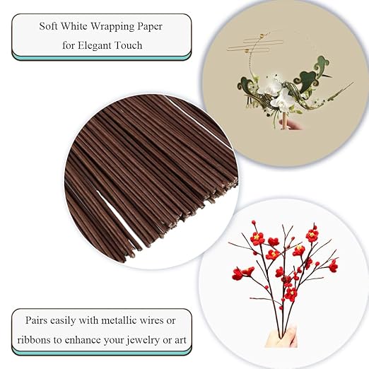 HAHIYO 20Gauge Brown Paper-Wrapped Metal Floral Wire 14 Inches(36cm), 70 Pack Flexible Paddle Wires Florist Wire Garden Wires for Craft Christmas Wreath Flower Arrangement Bouquet Wrapping Wedding DIY