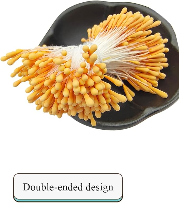 HAHIYO 700Pcs 2mm Orange-Yellow Matte Double Head Flower Stamen Pistil for Flower Making Scrapbook Decoration - Handmade Artificial Flowers Pistil Matt-Like Floral Stamens Flowers Pollen Stamen