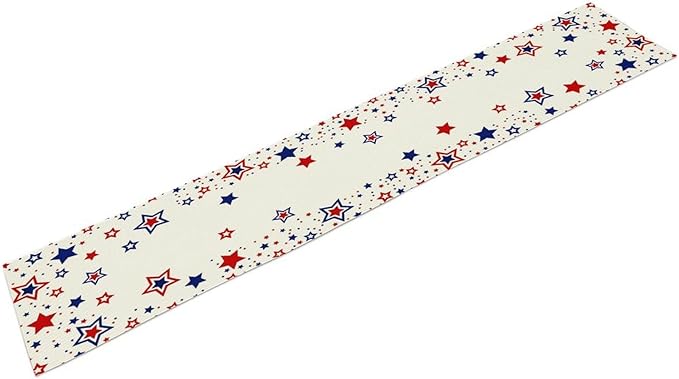4th of July Table Runner, American Stars Patriotic Independence Day Table Runner for Indoor Outdoor Party Home Kitchen Dining Table Decor, Blue Red, 13x36inch