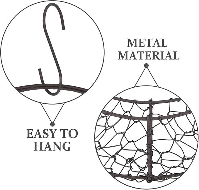 Air Plants Holders Wire Wreath Frame Hanger, 11 inch Moon Shape Wreath Form Hanging Plant Holder Metal Hanging Orchid Planter Plant Basket Holder, Succulent Wire Wreath Frame with Hook (Pack of 2)