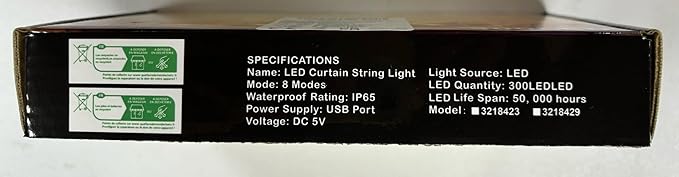 AOMIG Fairy Curtain Lights,300 LED White Window Curtain String Light,8 Modes 9.8×9.8Ft Waterproof Curtain String Light USB&Battery Powered with Remote Contro,String Lights for Indoor,Outdoor