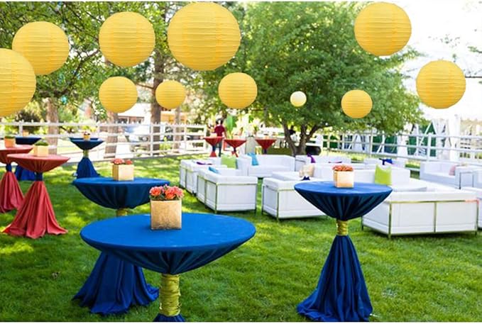 BEISHIDA 6-Inch Yellow Round Paper Lanterns Decorative Hanging Asia Chinese Japanese Paper Lanterns Lamp for Birthday Halloween Wedding Baby Bridal Shower Fall Home Decor Party Decoration（6 Packs）