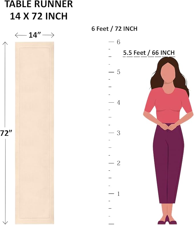 Solino Home Cotton Linen Light Grey Table Runner 72 Inches Long - Hemstitch Table Runner 14 x 72 Inch for Dresser, Dining, Fall, Autumn, Halloween, Thanksgiving, Christmas, Holiday