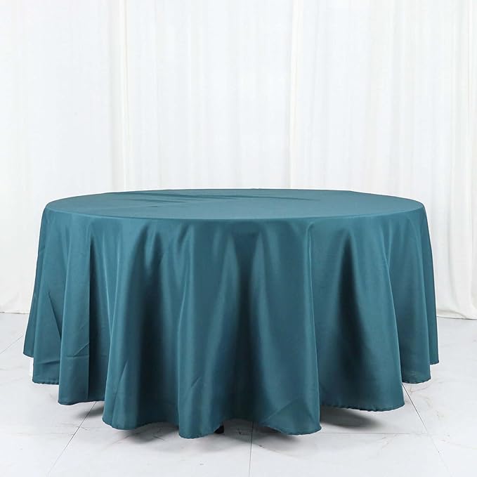 Efavormart Round Tablecloth, 108 Inch Stain & Wrinkle Resistant Washable Table Cloth, Decorative Polyester Fabric Table Cover for Banquet, Wedding, Dining- Peacock Teal Green