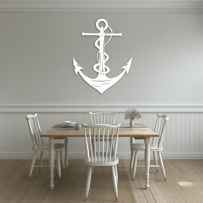 XXQ Anchor Metal Wall Decor, Anchor Metal Wall Art for Bedroom Living Room Dorm Antique Anchor Wall Decor Antique Metal Anchor Farmhouse Decor (Whhite, 35" x 53" / 90 x 135cm)
