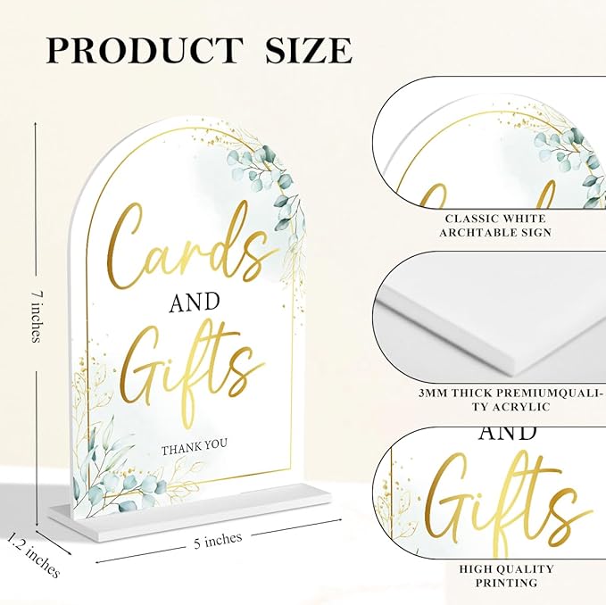 4-Piece Acrylic Wedding Sign Set for Ceremony & Reception - 5x7 Inch White Guest Book, Cards & Gifts, Please Sign Our Guest Book, Please Take One, In Loving Memory - Wedding Decor Bundle