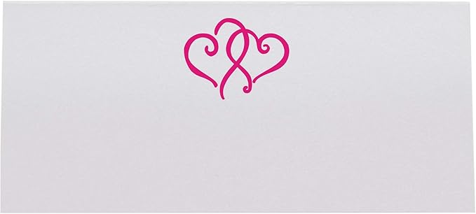 Linked Hearts Place Cards, Fuschia (Choose Color), Set of 150, Pre-cut and Scored - Wedding, Party, Dinner, and Special Events - Made in the USA