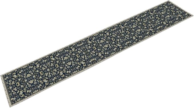 Vintage Boho Floral Table Runner, Morris Rustic Country Farmhouse Dark Blue Grey Retro Flower Pattern for Home Kitchen Table Decor Dining Coffee Room Party Decor 13x36in