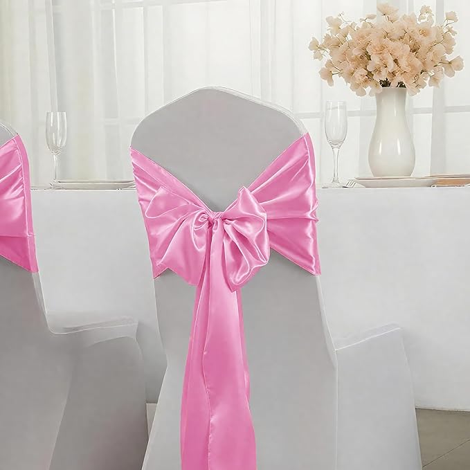 SHEJIZE 10 Pack Pink Satin Table Runner 12x108 Inches Long, Bright Silky Smooth Satin Table Runner Table Decor for Wedding Banquet Christmas Prom Event Birthday Party