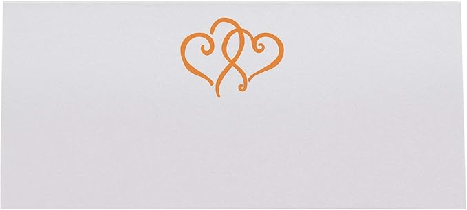 Linked Hearts Place Cards, Orange (Choose Color), Set of 60, Pre-cut and Scored - Wedding, Party, Dinner, and Special Events - Made in the USA