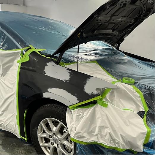 LAUCO DINOGREN High Performance Automotive Masking Tape (0.75 in x 60 yd, 12 Rolls) – Green Crepe Tape for Car Paint, Heat & Water Resistant, Body Shop Use, Clean Removal, Multi-Surface Application