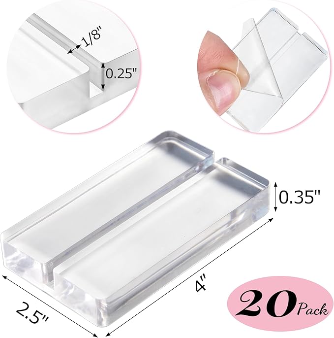 Acrylic Place Card Holders - 4 Inch Clear Table Number Holders Display Stand for Wedding Sign Name Card Menu Photos, Table Number Stands for Party Office Events Meeting Decoration, 20 Pack