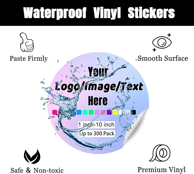 Custom Stickers for Weddings, Birthdays & Businesses - Personalized Labels with Your Logo - Waterproof, Fade and Heat Resistant - Pack of 100-1000 (Wreath V, 4 Inch)