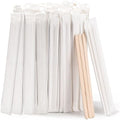 200pcs Individually Wrapped Coffee Stirrers Wood - 7" Coffee Stir Sticks, Round End Disposable coffee stirrer, For Coffee, Cocktail and Hot Drinks