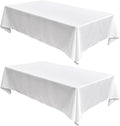 Fitable Faux Linen White Tablecloths 60 x 84 Inch - 2 Pack Textured Table Clothes for Rectangle Tables, Wrinkle-Proof Faux Burlap Table Covers for Dining, Farmhouse, Outdoor Picnic, Camping