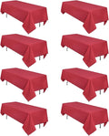 CozRhythm 8 Pack Red Tablecloth 60 x 126 Inch Rectangular Tablecloths for 8 Foot Rectangle Tables, Wrinkle Resistant Red Table Cloth Washable Polyester Fabric Table Covers for Buffet Wedding Party