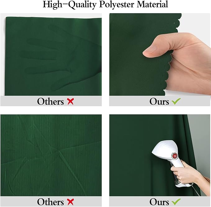 6x9FT Dark Green Screen Backdrops for Photography, Virtual Green Screen Backdrop Pieces for Zoom Meetings, Curtains for Party Decoration Video Shooting