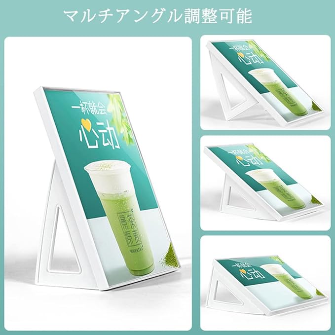 ABS Plastic Sign Holder，Menu Displays L Shape Sign Stand Vertical/Horizontal Use (White A4 210×297mm/8.27×11.69inches)