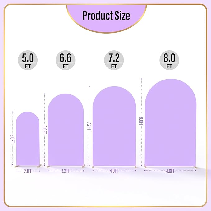 LEBENGURU Upgraded 5FT Wedding Arch Cover, Purple Spandex Fitted Arch Backdrop Cover, Round Top Chiara Stand Covers for Birthday Party Baby Shower Banquet Balloon Décor