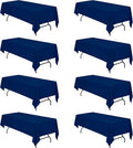 BRILLMAX 8 Pack Navy Blue Tablecloths for 8 Foot Rectangle Tables 60 x 126 Inch - 8ft Rectangular Bulk Linen Polyester Fabric Washable Cloth Cover for Wedding Reception Banquet Birthday Party