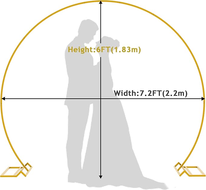 Wokceer Wedding Arch 7.2FT Round Backdrop Stand Gold Metal Circle Backdrop Stand Circle Balloon Arch Stand Frame for Birthday Party Bridal Shower Anniversary Ceremony Candy Tables Celebration