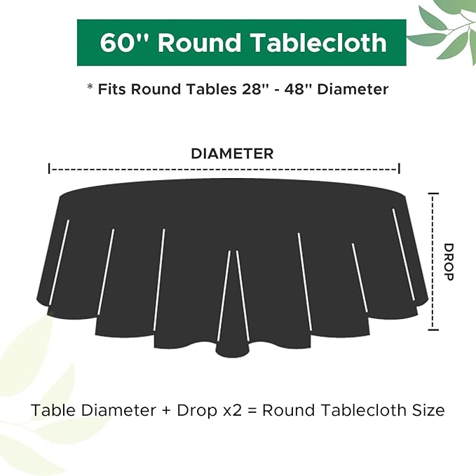 Biscaynebay Round Tablecloth 60 Inch-Sage Outdoor Fabric Table Cover-Small Circle Folding Table Cloths Linen Water Resistant Washable for Kitchen Dining Picnic Patio Outdoor Party Restaurant Tables