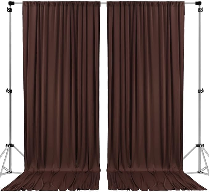 AK TRADING CO. 10 feet x 8 feet IFR Polyester Backdrop Drapes Curtains Panels with Rod Pockets - Wedding Ceremony Party Home Window Decorations - Brown