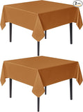 sancua Thanksgiving Square Tablecloths 60x60 Inch Bronze, 2 Pack - Fabric Fall Table Cloth for Square or Round Tables, Washable Polyester Table Cover for Dinner, Holiday Party, Display Tables