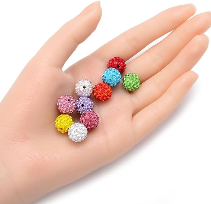 25pcs Adabele Grade A Suncatcher Crystal Rhinestone Pave Loose Beads 12mm Light Sapphire Blue Polymer Clay Disco Ball Spacers Compatible with Shamballa All Craft Jewelry Making DB12-14