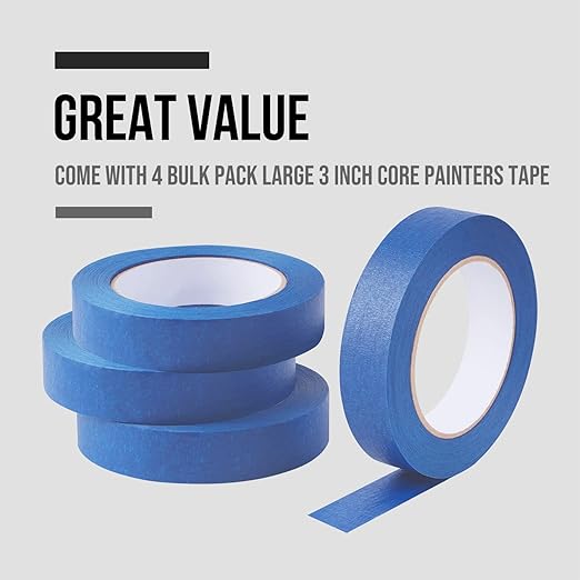 Lichamp 4 Pack Blue Painters Tape 1 inch, Blue Masking Tape 1 inch x 55 Yards x 4 Rolls (220 Total Yards)